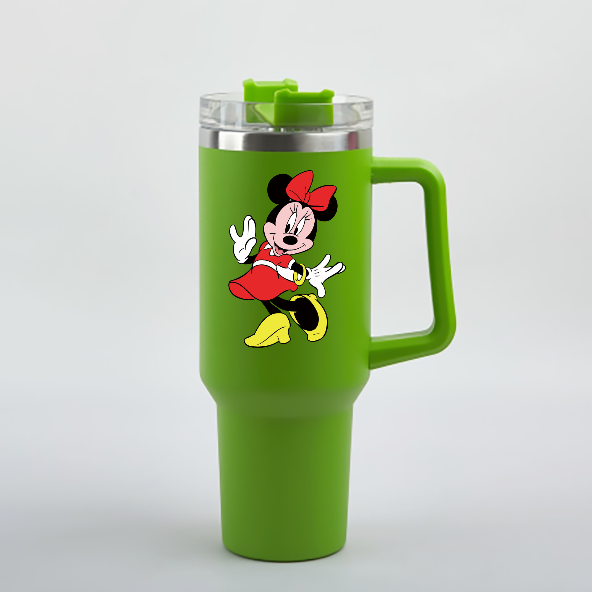 （画像用） ミッキーマウス Mickey Mouse 1200mL車用タンブラー - クリスタルステッカー（プラスチックストロー付き）